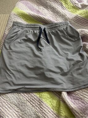 Duluth Trading Striped Drawstring Skirt in Navy/White